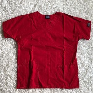 Red scrub top